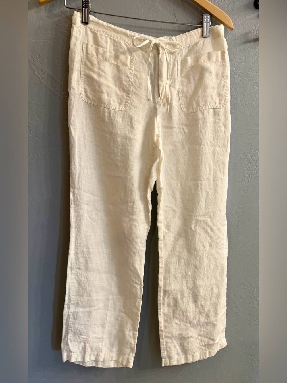 Women’s White 100% Line Drawstring Pants/Bathing Suit Cover Up